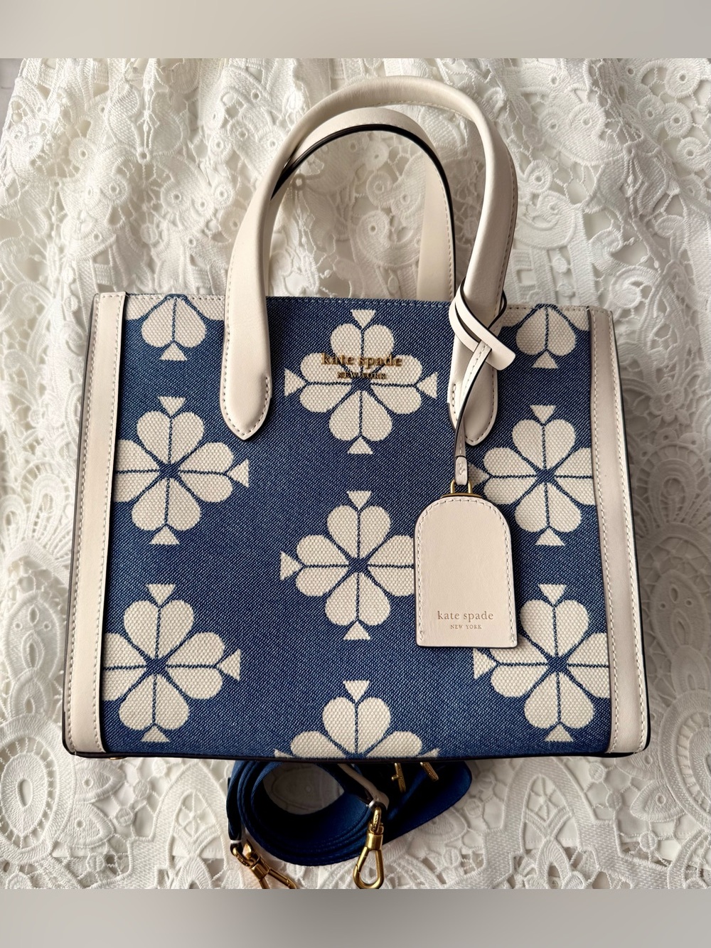 Kate Spade Spade Flower Two-Tone Canvas Manhattan Small Tote Bag